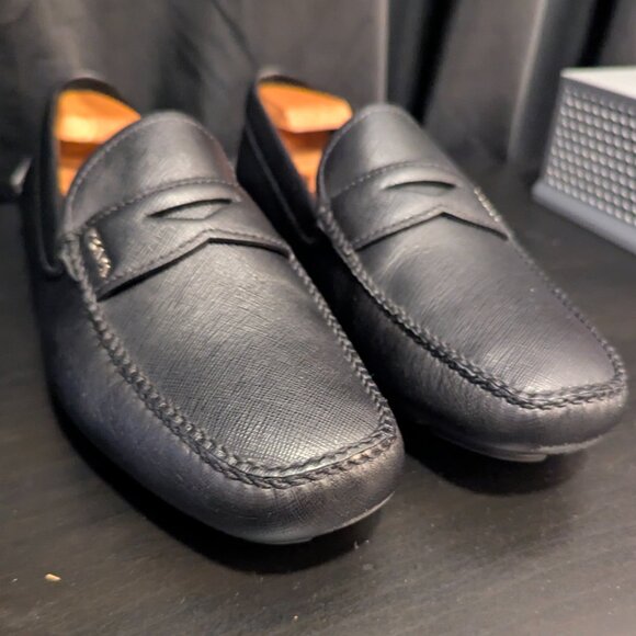 Prada Men's Saffiano Leather Penny Drivers Loafers Sz 10 2dd001 - Picture 6 of 13